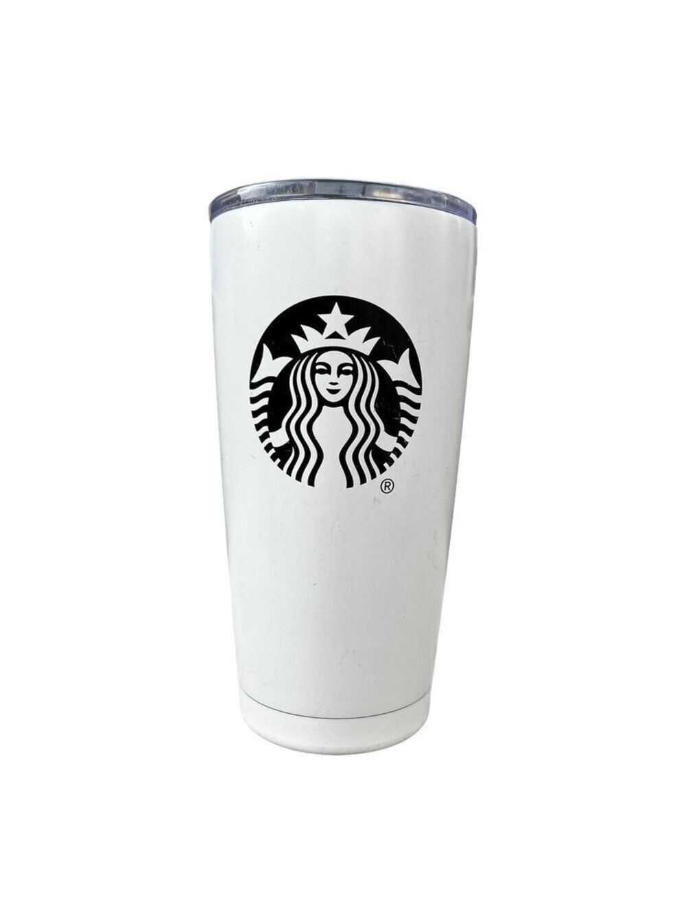 Starbucks White and Black Metal Travel Mug 20 oz 2017